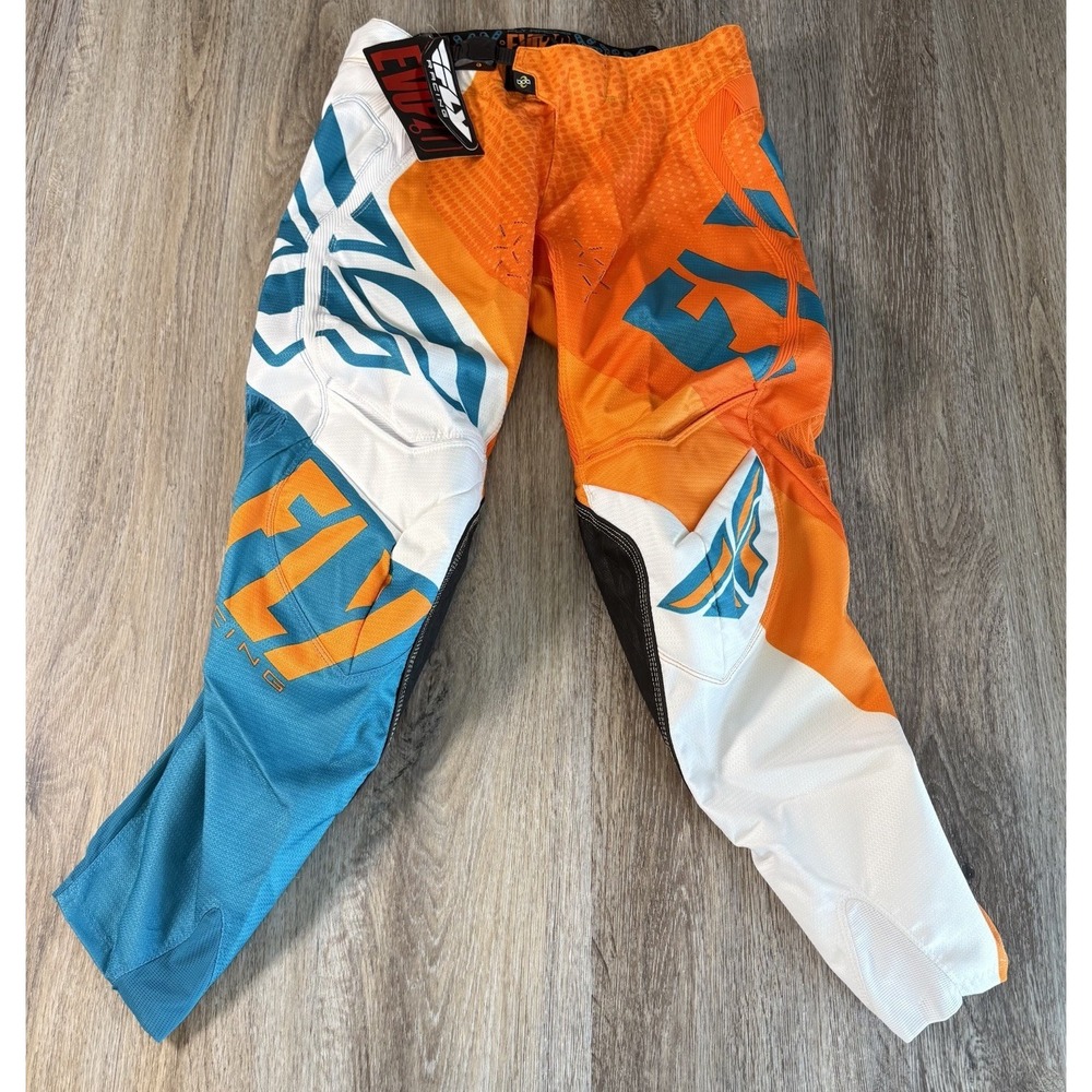 Fly Racing Pants Mens 32 EVO 2.0 Orange Teal Padded MTX Motocross Racing NEW
